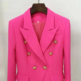 Classic Double-Breasted Blazer Metal Buttons Slim Fit